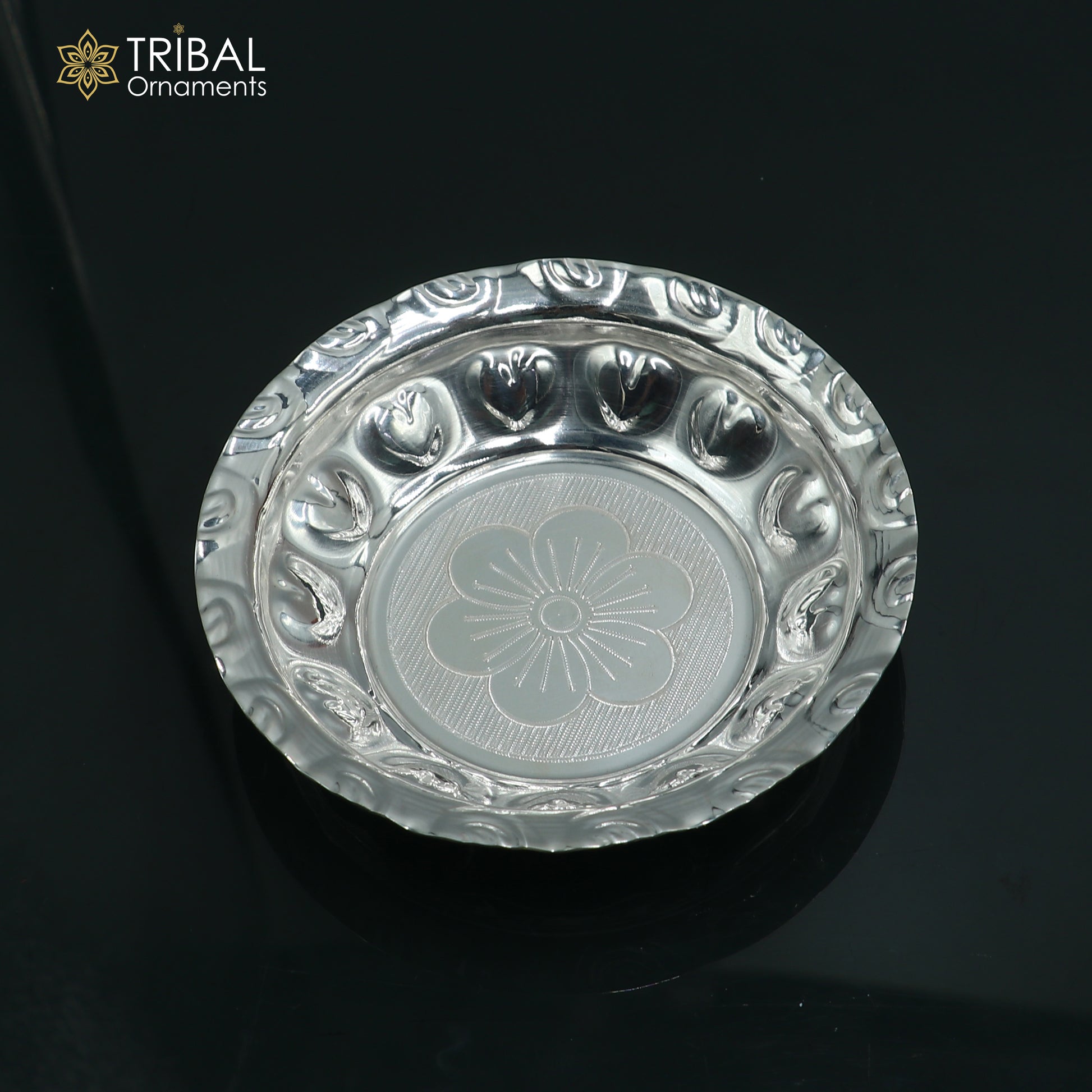 925 sterling silver handmade plate/ tray, best gifting baby food serving silver utensils, silver articles, puja utensils sv310 - TRIBAL ORNAMENTS