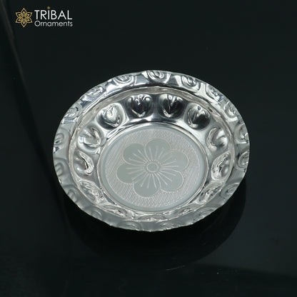 925 sterling silver handmade plate/ tray, best gifting baby food serving silver utensils, silver articles, puja utensils sv310 - TRIBAL ORNAMENTS