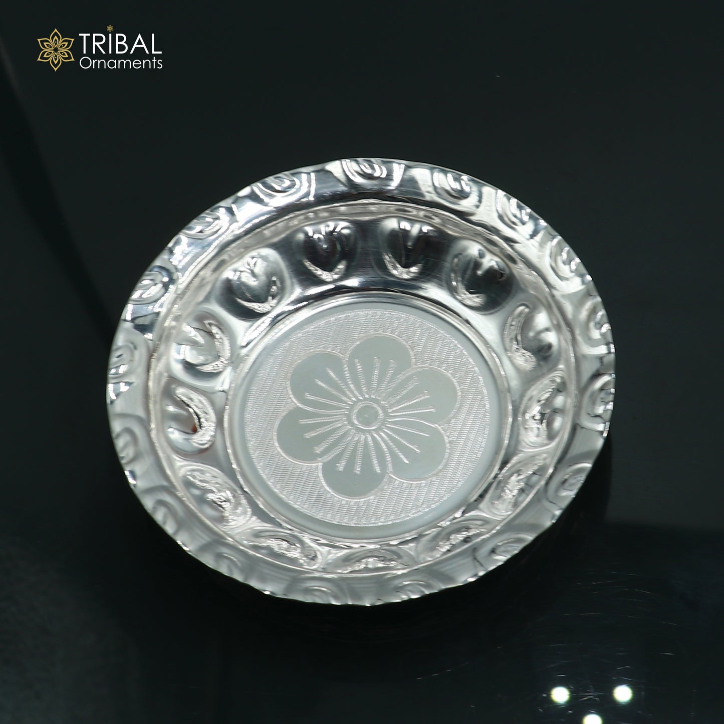 925 sterling silver handmade plate/ tray, best gifting baby food serving silver utensils, silver articles, puja utensils sv310 - TRIBAL ORNAMENTS