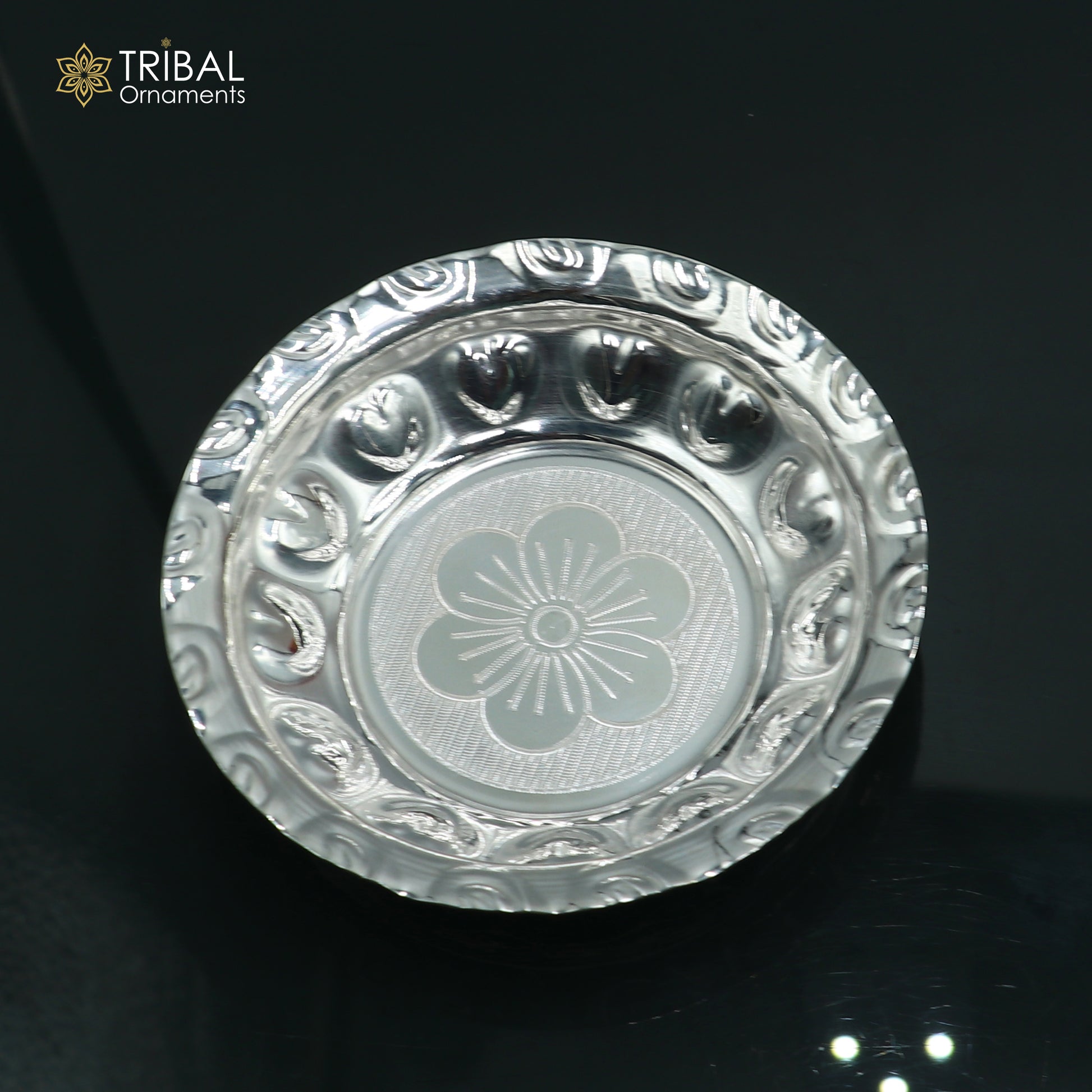 925 sterling silver handmade plate/ tray, best gifting baby food serving silver utensils, silver articles, puja utensils sv310 - TRIBAL ORNAMENTS