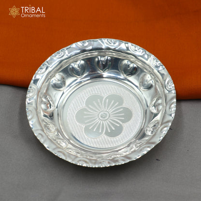 925 sterling silver handmade plate/ tray, best gifting baby food serving silver utensils, silver articles, puja utensils sv310 - TRIBAL ORNAMENTS