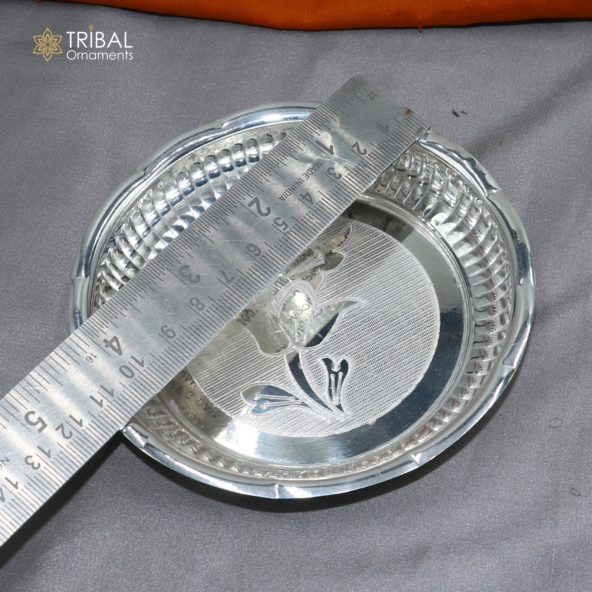 925 sterling silver handmade plate/ tray, best gifting baby food serving silver utensils, silver articles, puja utensils sv311 - TRIBAL ORNAMENTS