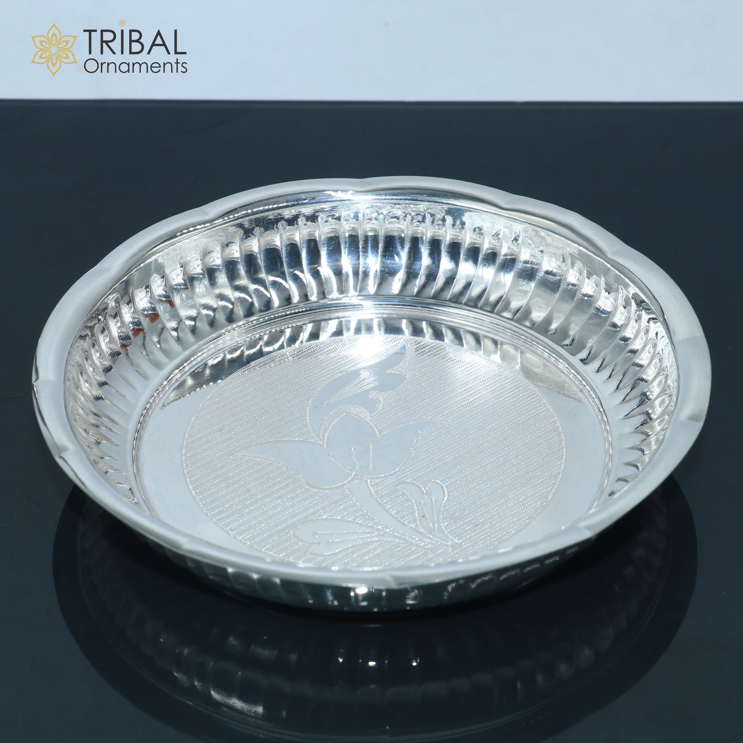 925 sterling silver handmade plate/ tray, best gifting baby food serving silver utensils, silver articles, puja utensils sv311 - TRIBAL ORNAMENTS