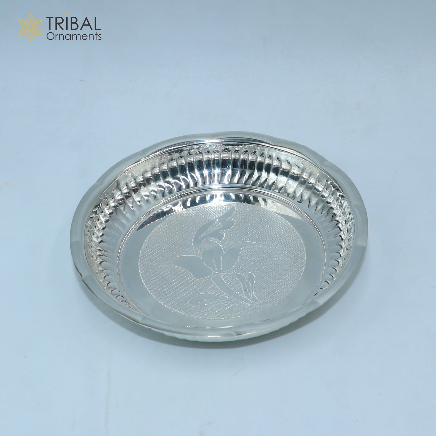 925 sterling silver handmade plate/ tray, best gifting baby food serving silver utensils, silver articles, puja utensils sv311 - TRIBAL ORNAMENTS