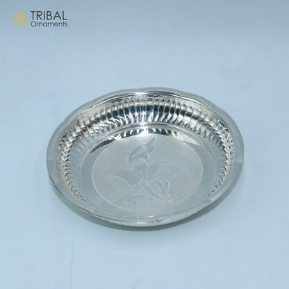 925 sterling silver handmade plate/ tray, best gifting baby food serving silver utensils, silver articles, puja utensils sv311 - TRIBAL ORNAMENTS