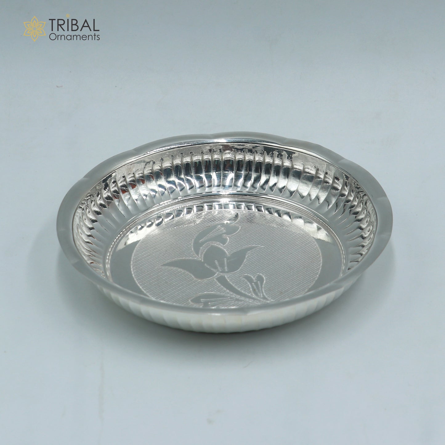 925 sterling silver handmade plate/ tray, best gifting baby food serving silver utensils, silver articles, puja utensils sv311 - TRIBAL ORNAMENTS