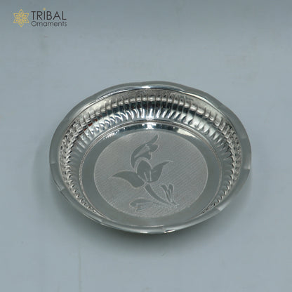 925 sterling silver handmade plate/ tray, best gifting baby food serving silver utensils, silver articles, puja utensils sv311 - TRIBAL ORNAMENTS