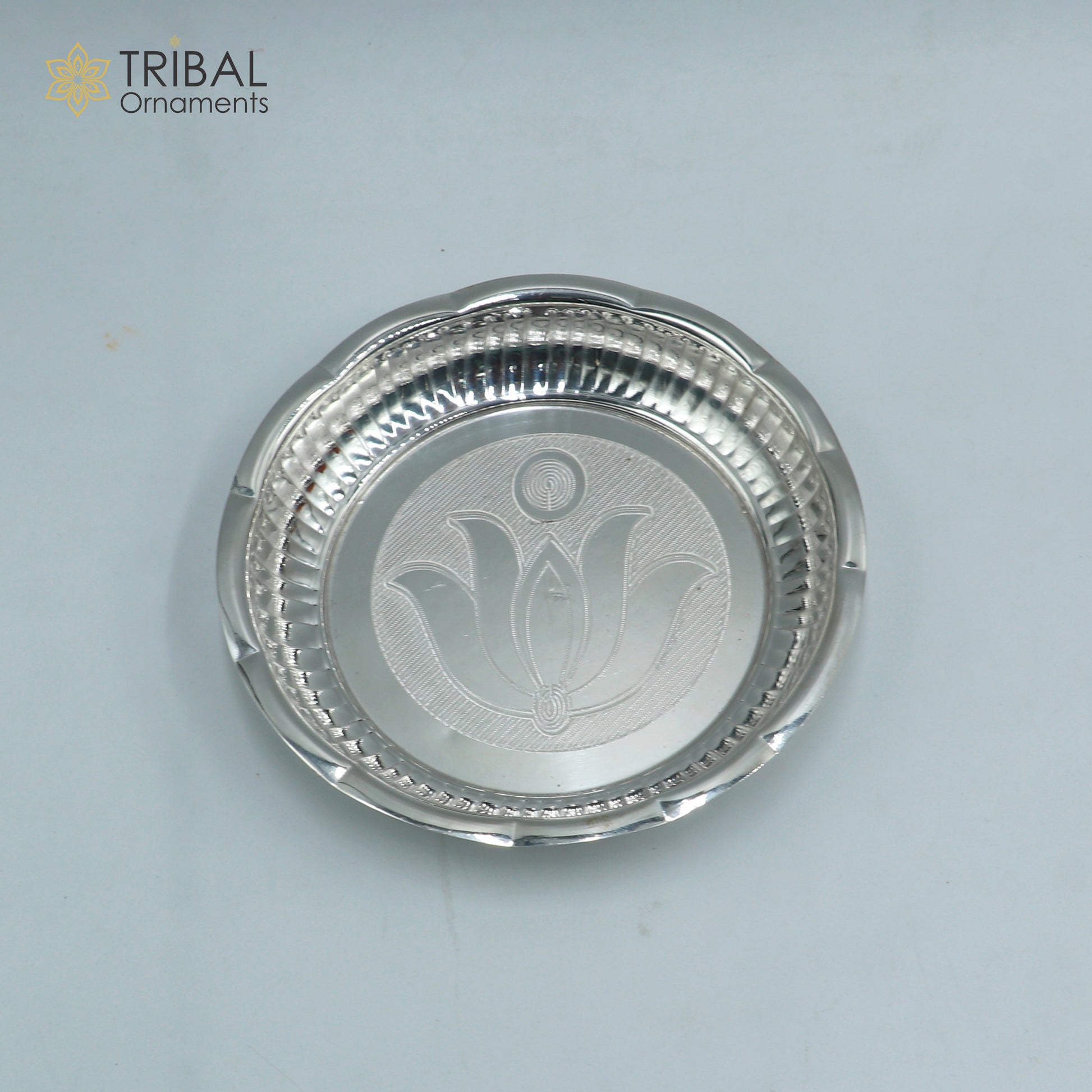 925 sterling silver handmade plate/ tray, best gifting baby food serving silver utensils, silver articles, puja utensils sv312 - TRIBAL ORNAMENTS