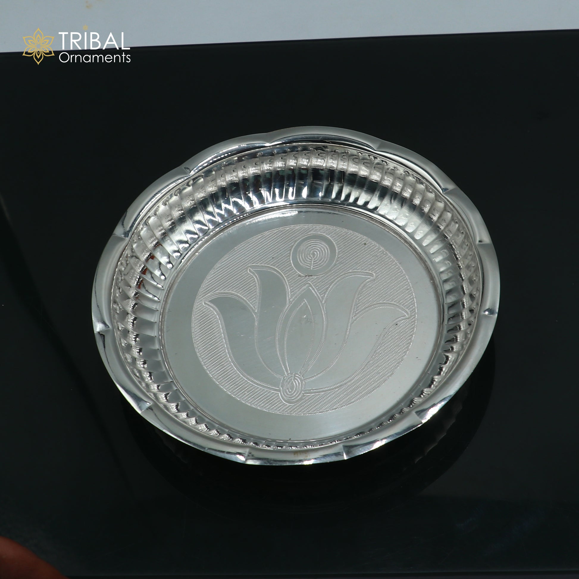 925 sterling silver handmade plate/ tray, best gifting baby food serving silver utensils, silver articles, puja utensils sv312 - TRIBAL ORNAMENTS