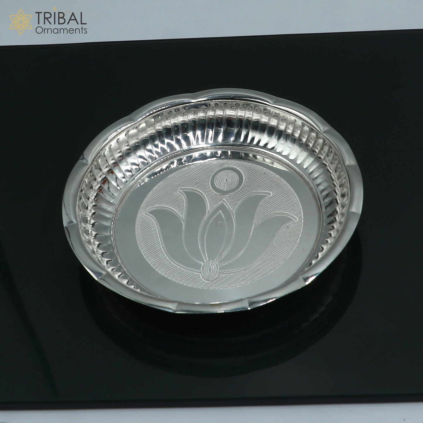 925 sterling silver handmade plate/ tray, best gifting baby food serving silver utensils, silver articles, puja utensils sv312 - TRIBAL ORNAMENTS