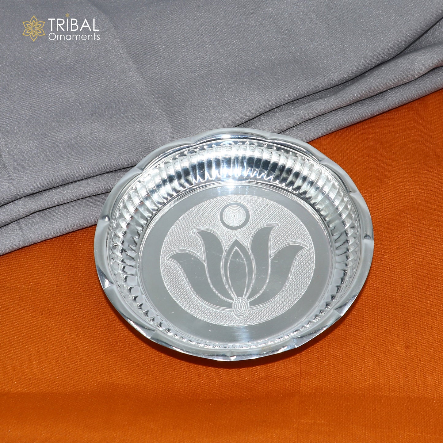925 sterling silver handmade plate/ tray, best gifting baby food serving silver utensils, silver articles, puja utensils sv312 - TRIBAL ORNAMENTS