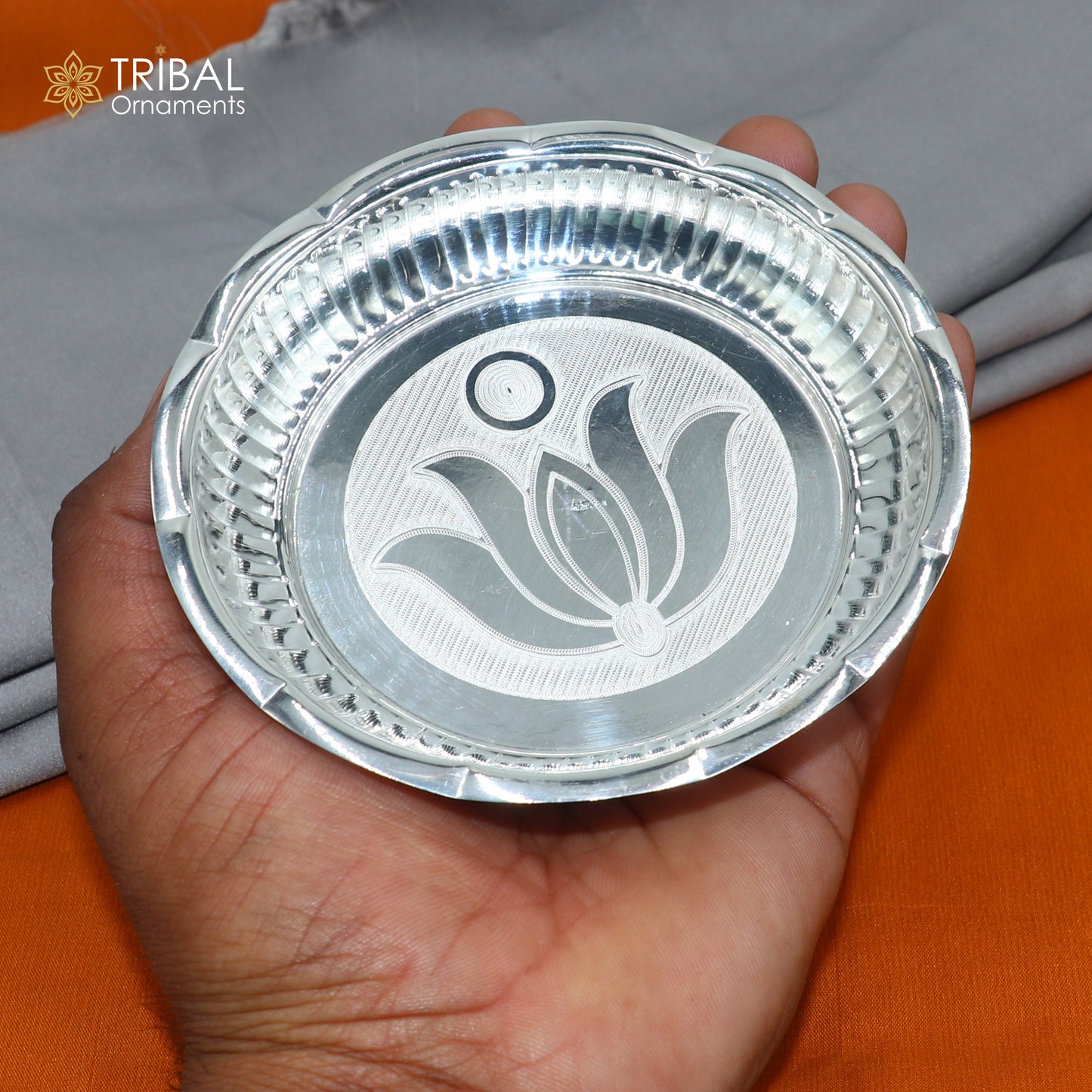 925 sterling silver handmade plate/ tray, best gifting baby food serving silver utensils, silver articles, puja utensils sv312 - TRIBAL ORNAMENTS