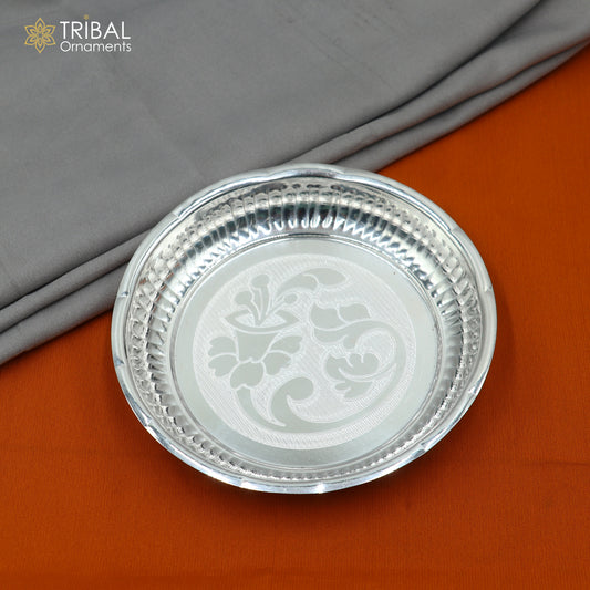 925 sterling silver handmade plate/ tray, best gifting baby food serving silver utensils, silver articles, puja utensils sv313 - TRIBAL ORNAMENTS