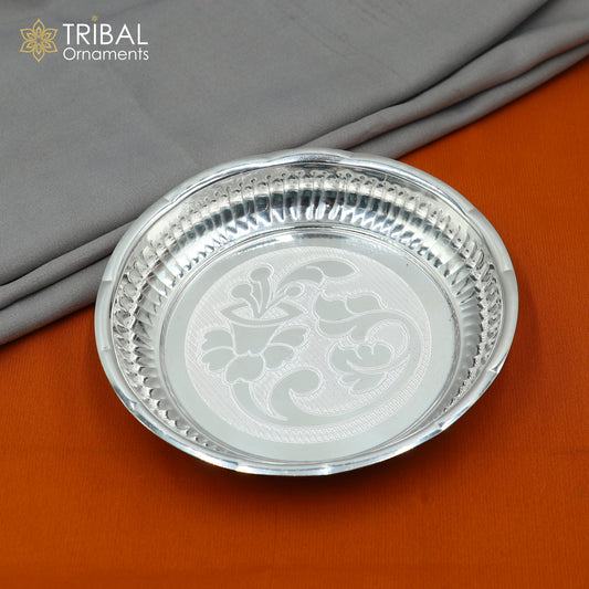 925 sterling silver handmade plate/ tray, best gifting baby food serving silver utensils, silver articles, puja utensils sv313 - TRIBAL ORNAMENTS
