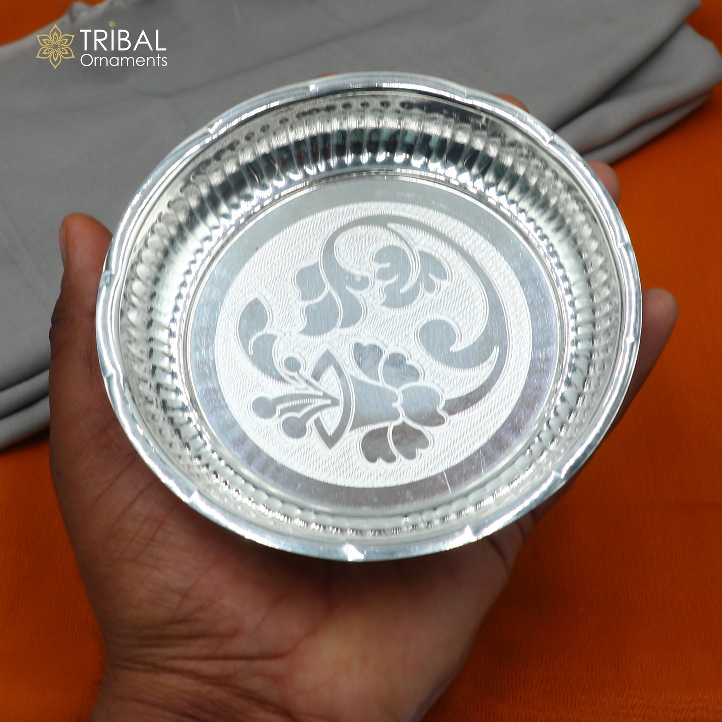 925 sterling silver handmade plate/ tray, best gifting baby food serving silver utensils, silver articles, puja utensils sv313 - TRIBAL ORNAMENTS