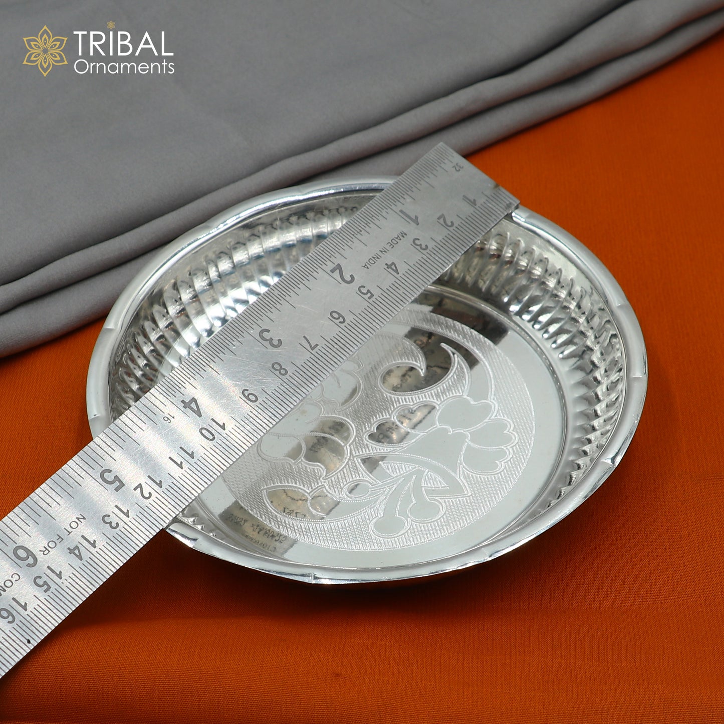 925 sterling silver handmade plate/ tray, best gifting baby food serving silver utensils, silver articles, puja utensils sv313 - TRIBAL ORNAMENTS