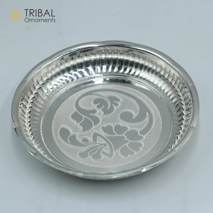 925 sterling silver handmade plate/ tray, best gifting baby food serving silver utensils, silver articles, puja utensils sv313 - TRIBAL ORNAMENTS