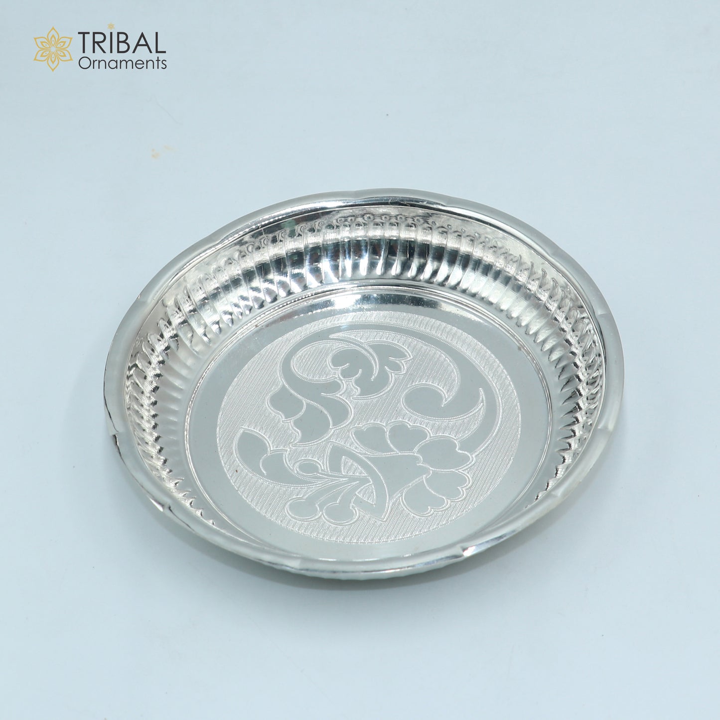 925 sterling silver handmade plate/ tray, best gifting baby food serving silver utensils, silver articles, puja utensils sv313 - TRIBAL ORNAMENTS