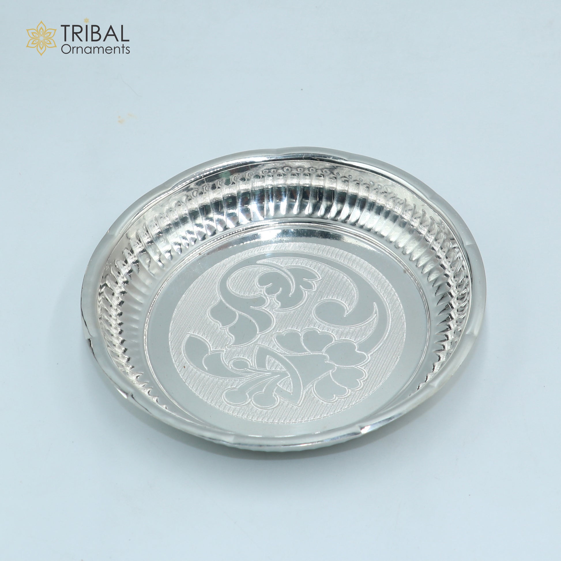 925 sterling silver handmade plate/ tray, best gifting baby food serving silver utensils, silver articles, puja utensils sv313 - TRIBAL ORNAMENTS