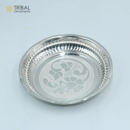 925 sterling silver handmade plate/ tray, best gifting baby food serving silver utensils, silver articles, puja utensils sv313 - TRIBAL ORNAMENTS