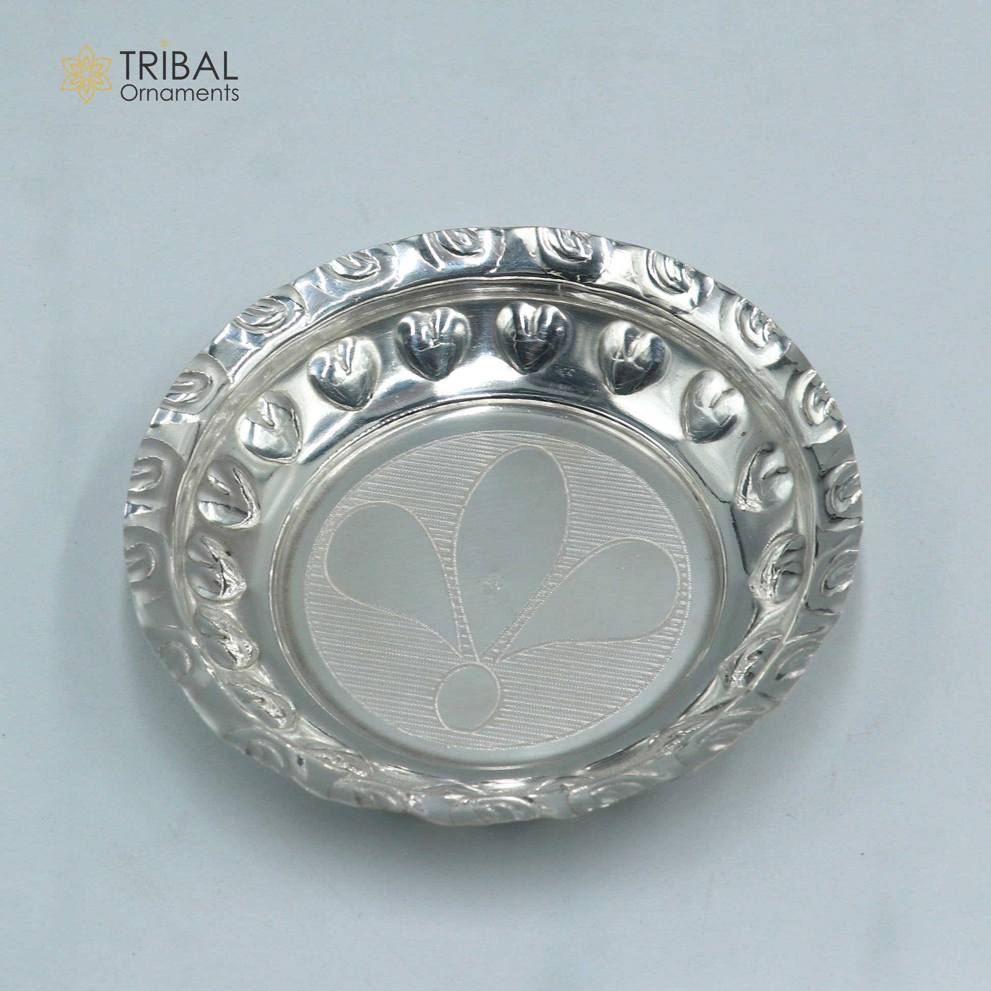 925 sterling silver handmade plate/ tray, best gifting baby food serving silver utensils, silver articles, puja utensils sv314 - TRIBAL ORNAMENTS