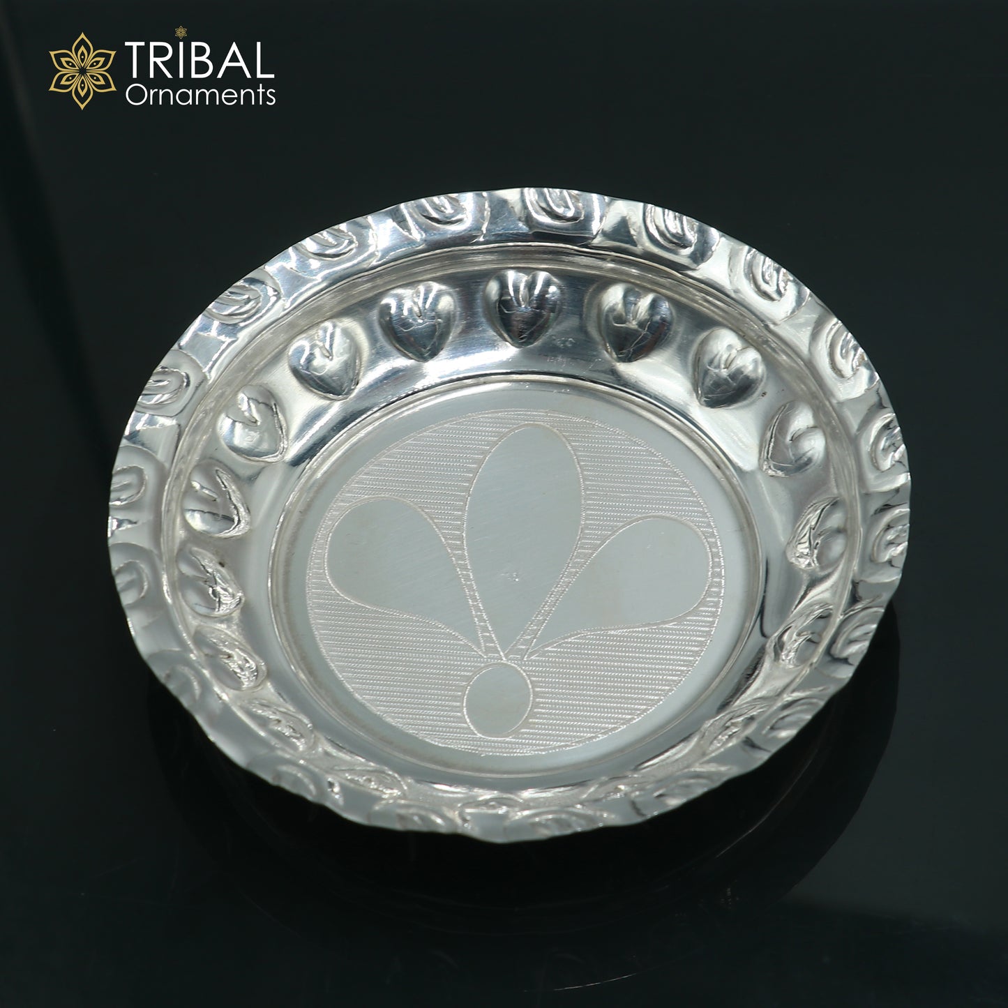 925 sterling silver handmade plate/ tray, best gifting baby food serving silver utensils, silver articles, puja utensils sv314 - TRIBAL ORNAMENTS