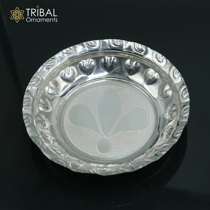 925 sterling silver handmade plate/ tray, best gifting baby food serving silver utensils, silver articles, puja utensils sv314 - TRIBAL ORNAMENTS