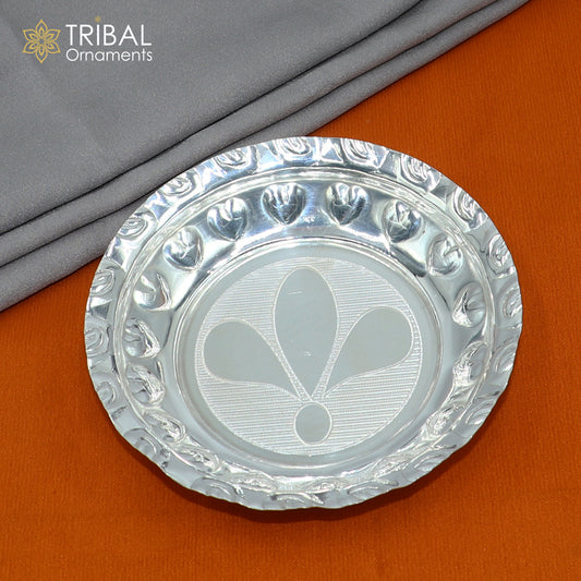 925 sterling silver handmade plate/ tray, best gifting baby food serving silver utensils, silver articles, puja utensils sv314 - TRIBAL ORNAMENTS