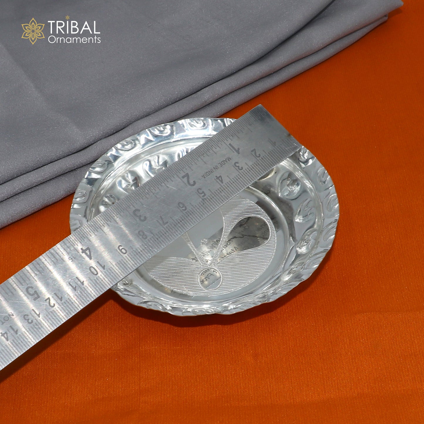 925 sterling silver handmade plate/ tray, best gifting baby food serving silver utensils, silver articles, puja utensils sv314 - TRIBAL ORNAMENTS