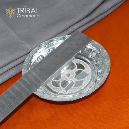 925 sterling silver handmade plate/ tray, best gifting baby food serving silver utensils, silver articles, puja utensils sv315 - TRIBAL ORNAMENTS