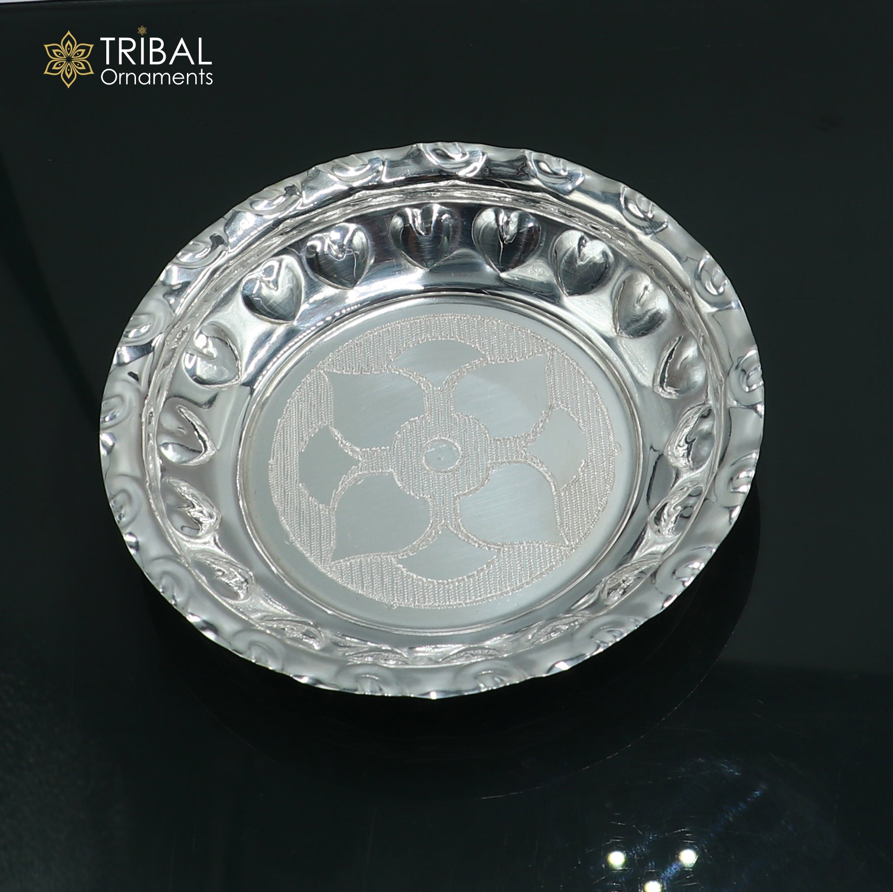 925 sterling silver handmade plate/ tray, best gifting baby food serving silver utensils, silver articles, puja utensils sv315 - TRIBAL ORNAMENTS