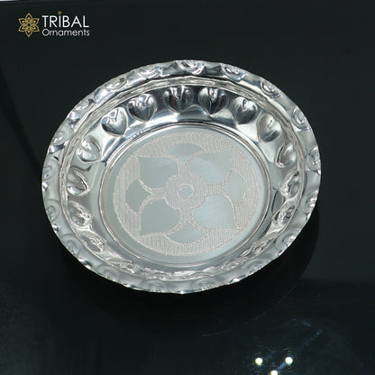 925 sterling silver handmade plate/ tray, best gifting baby food serving silver utensils, silver articles, puja utensils sv315 - TRIBAL ORNAMENTS