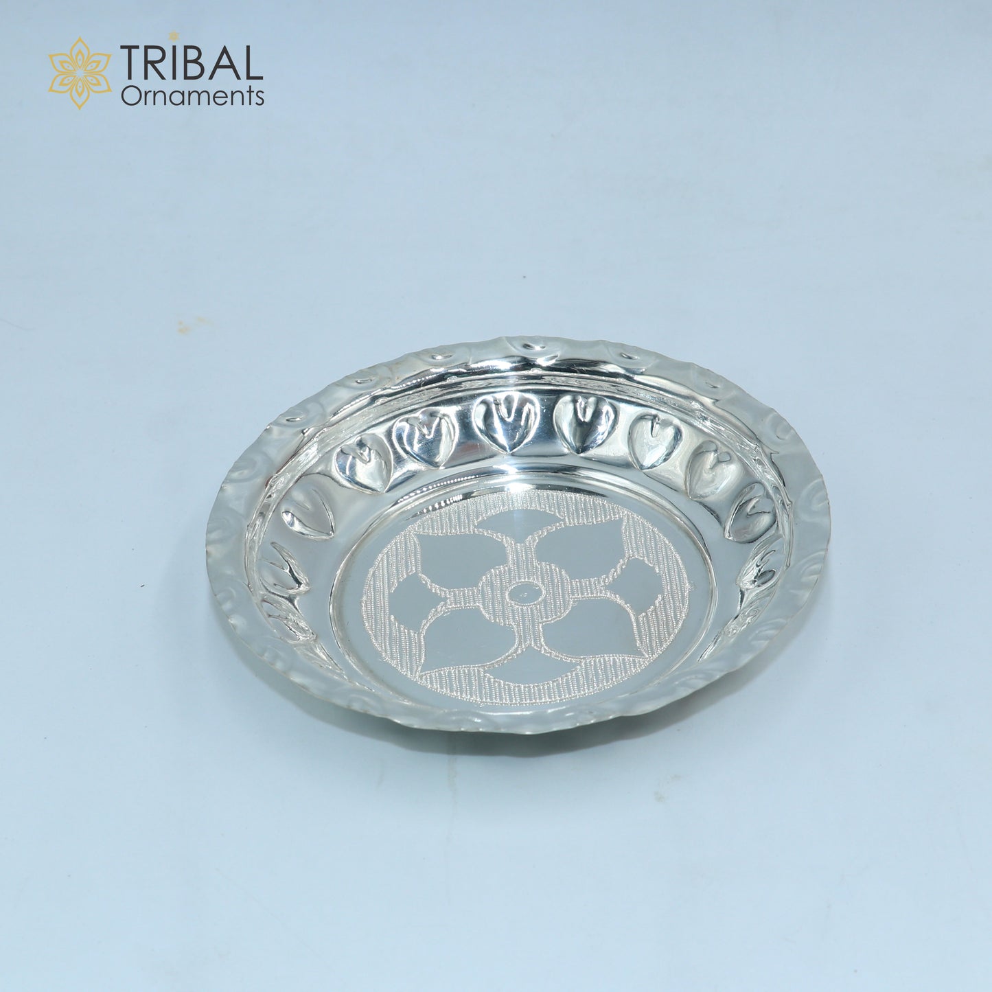 925 sterling silver handmade plate/ tray, best gifting baby food serving silver utensils, silver articles, puja utensils sv315 - TRIBAL ORNAMENTS