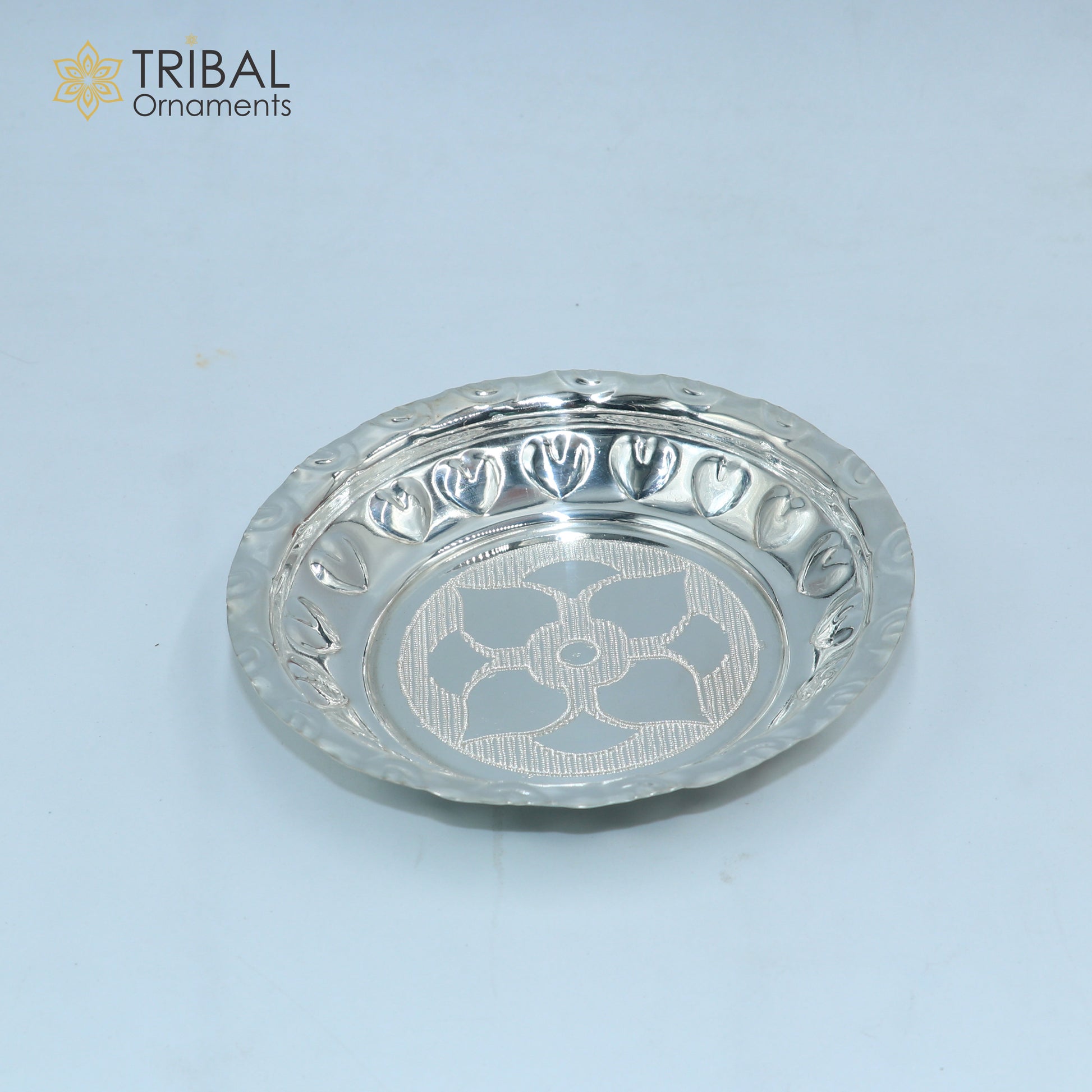 925 sterling silver handmade plate/ tray, best gifting baby food serving silver utensils, silver articles, puja utensils sv315 - TRIBAL ORNAMENTS