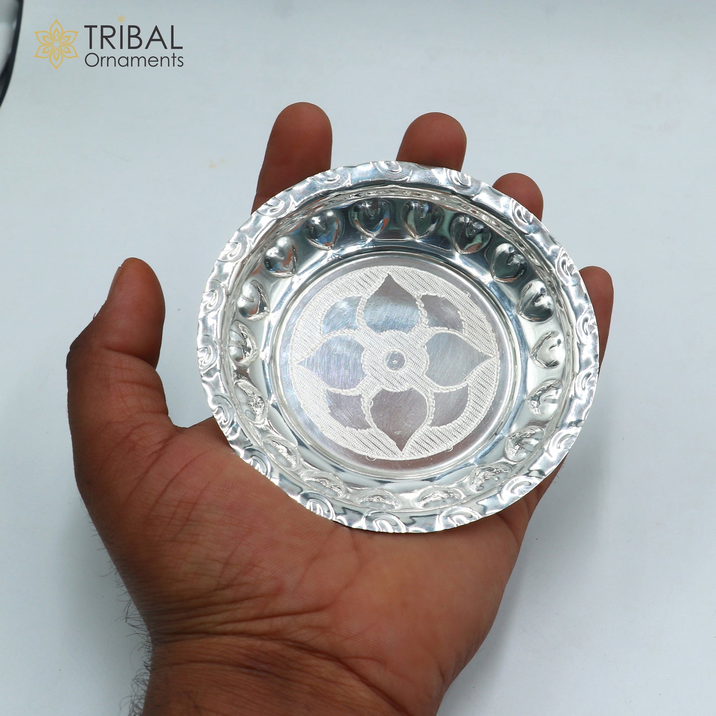 925 sterling silver handmade plate/ tray, best gifting baby food serving silver utensils, silver articles, puja utensils sv315 - TRIBAL ORNAMENTS