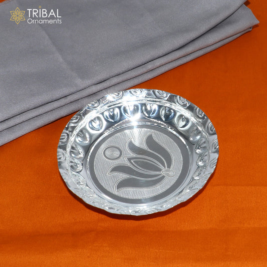 925 sterling silver handmade plate/ tray, best gifting baby food serving silver utensils, silver articles, puja utensils sv316 - TRIBAL ORNAMENTS