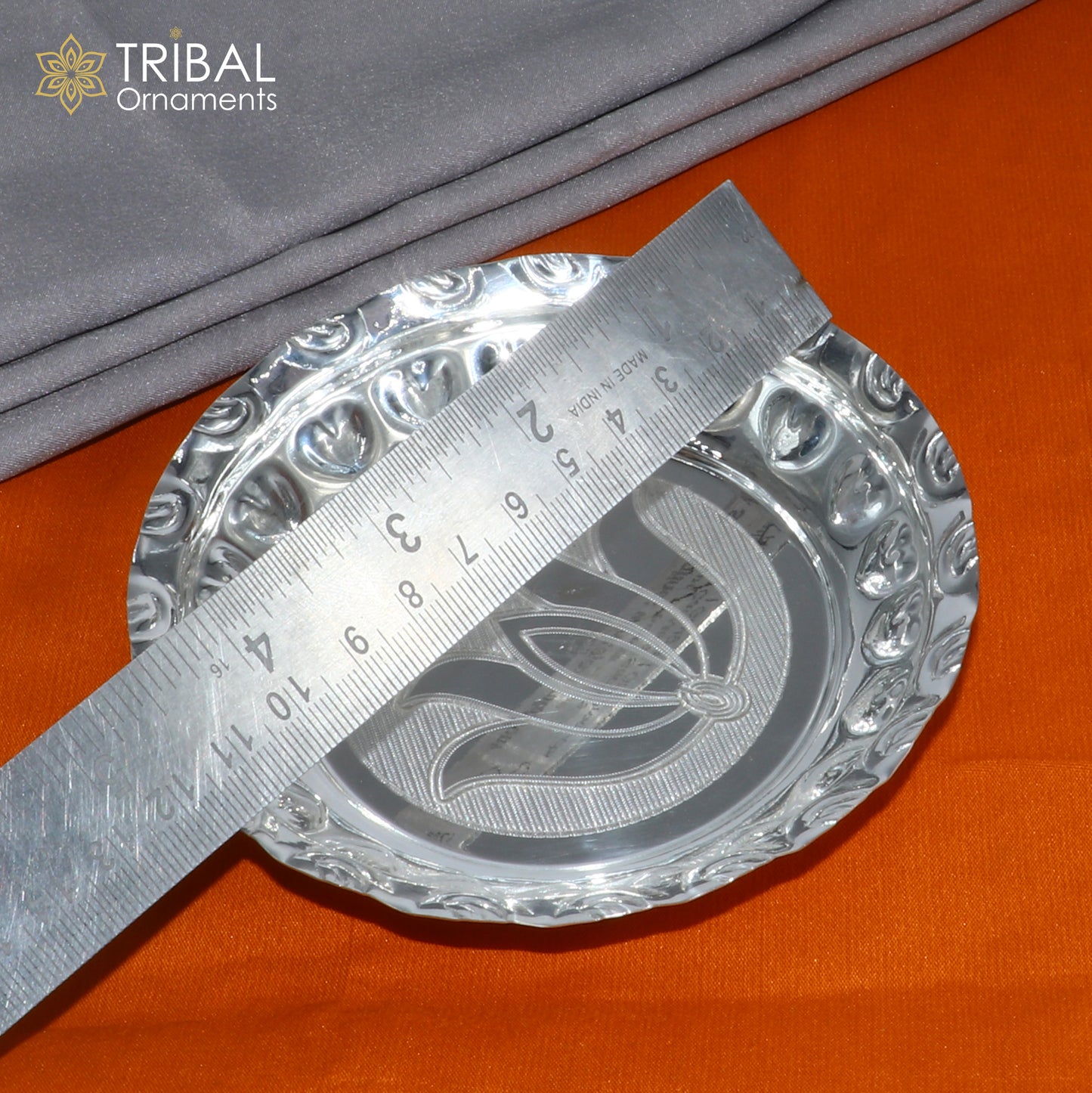 925 sterling silver handmade plate/ tray, best gifting baby food serving silver utensils, silver articles, puja utensils sv316 - TRIBAL ORNAMENTS