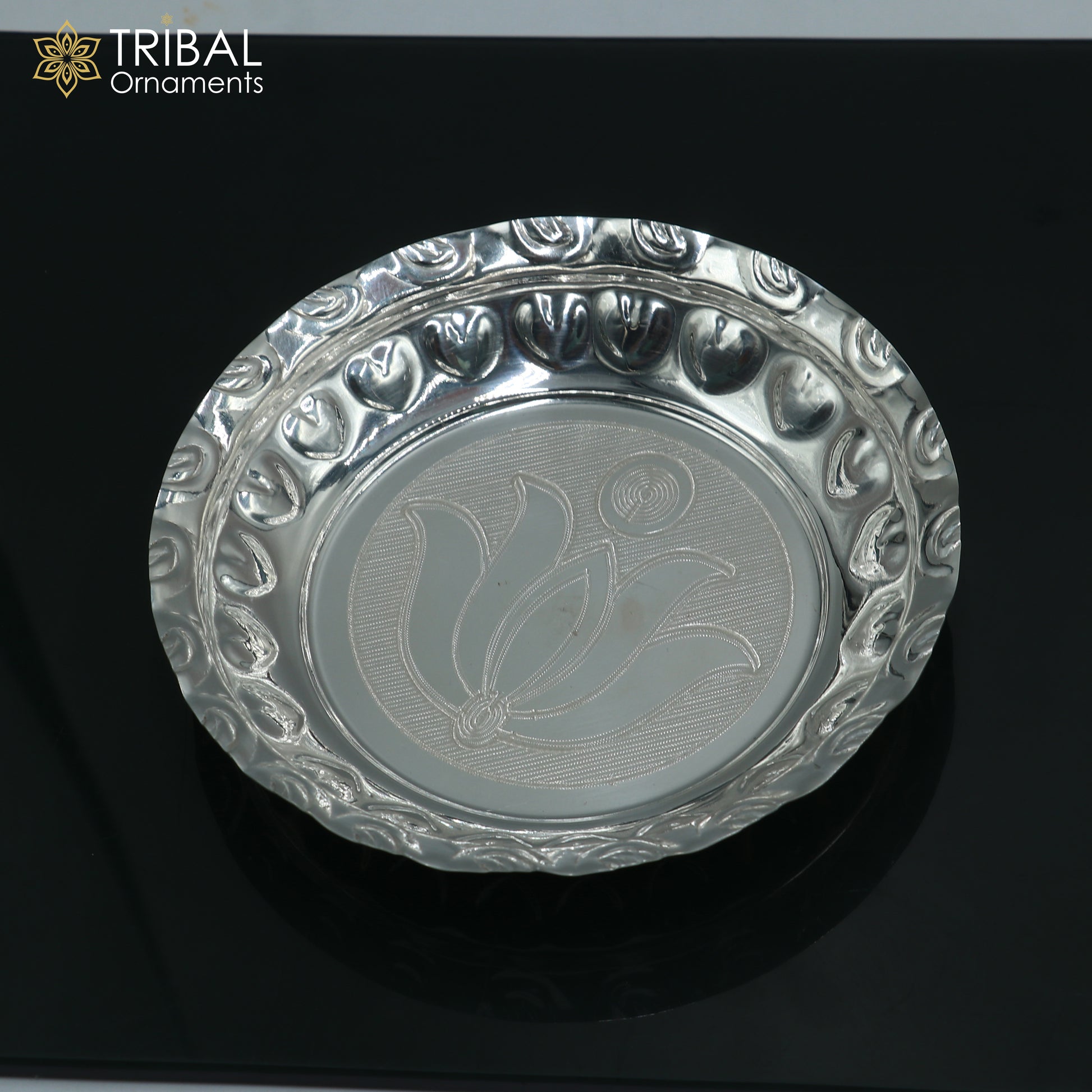 925 sterling silver handmade plate/ tray, best gifting baby food serving silver utensils, silver articles, puja utensils sv316 - TRIBAL ORNAMENTS