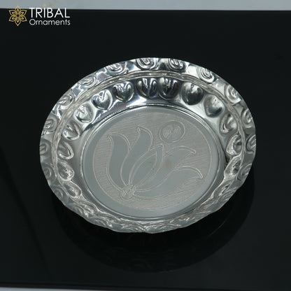 925 sterling silver handmade plate/ tray, best gifting baby food serving silver utensils, silver articles, puja utensils sv316 - TRIBAL ORNAMENTS