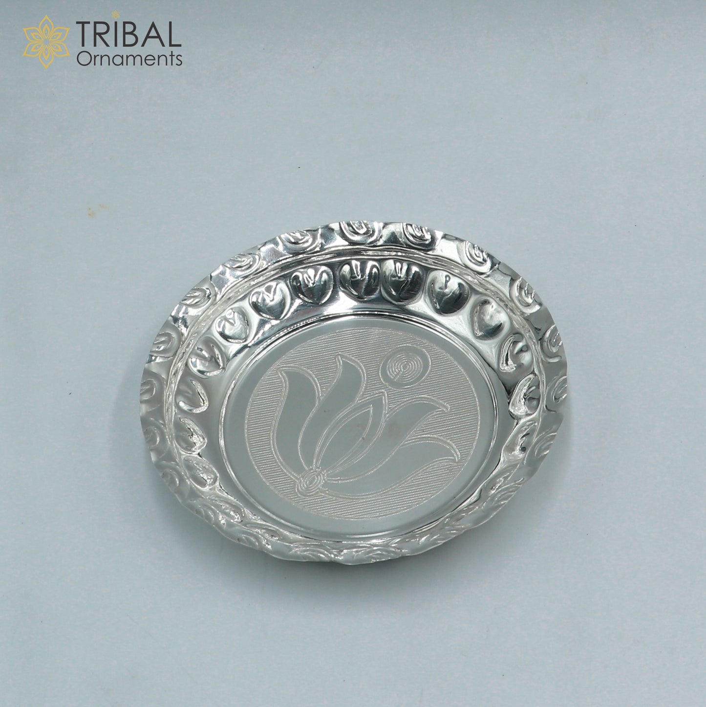 925 sterling silver handmade plate/ tray, best gifting baby food serving silver utensils, silver articles, puja utensils sv316 - TRIBAL ORNAMENTS