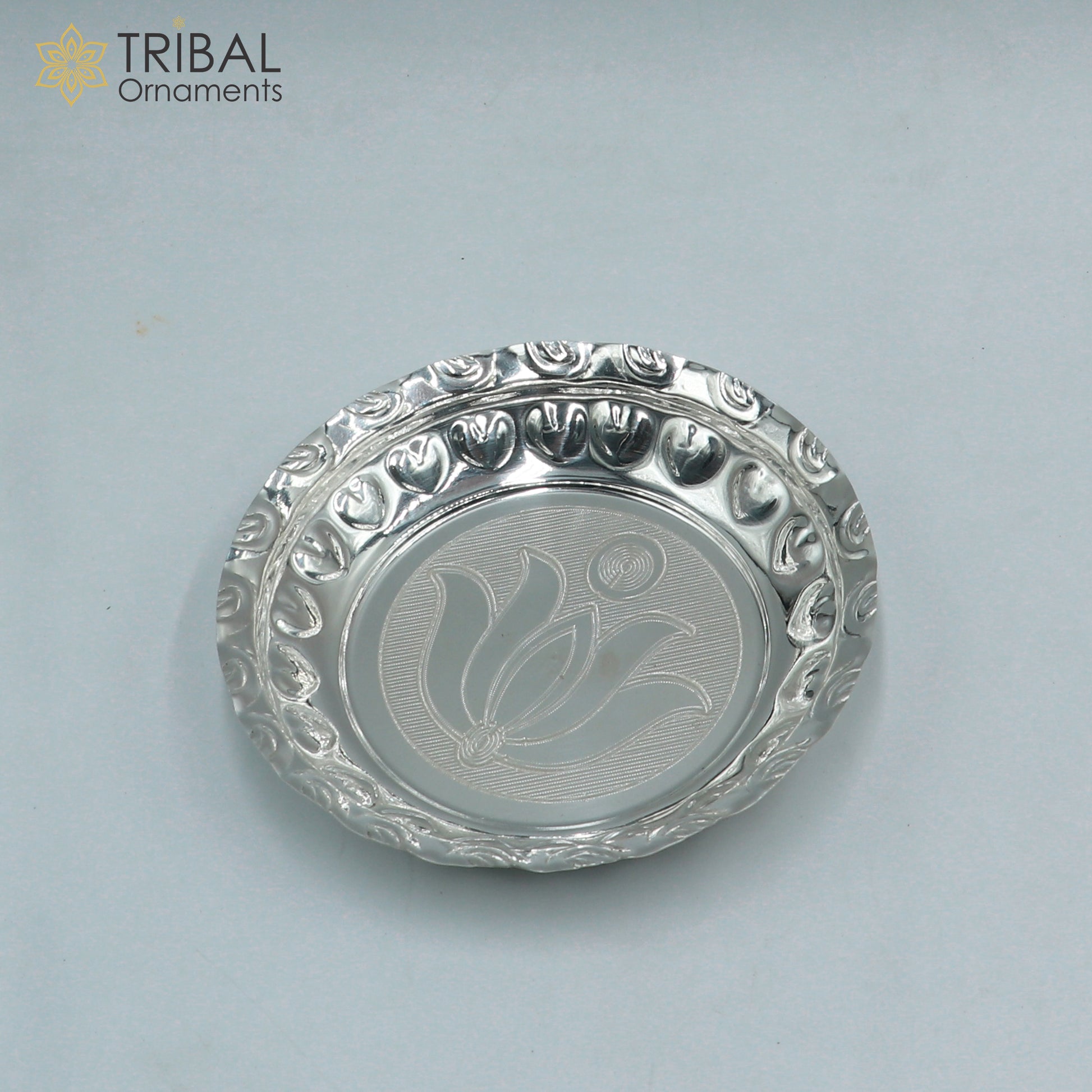 925 sterling silver handmade plate/ tray, best gifting baby food serving silver utensils, silver articles, puja utensils sv316 - TRIBAL ORNAMENTS