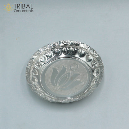 925 sterling silver handmade plate/ tray, best gifting baby food serving silver utensils, silver articles, puja utensils sv316 - TRIBAL ORNAMENTS