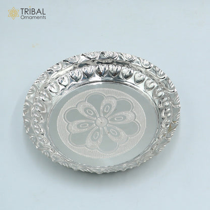 925 sterling silver handmade plate/ tray, best gifting baby food serving silver utensils, silver articles, puja utensils sv317 - TRIBAL ORNAMENTS