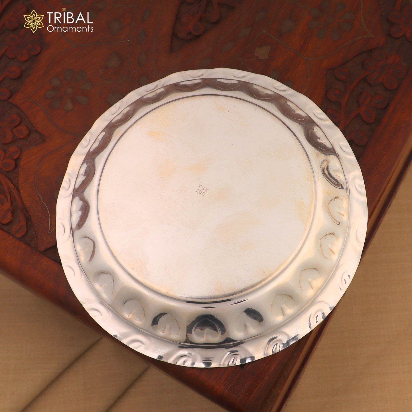 925 sterling silver plate/ tray, silver articles, puja utensils sv320 - TRIBAL ORNAMENTS