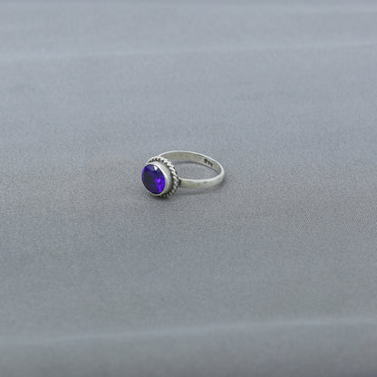 925 sterling silver ring with purple color stone, tribal-inspired jewelry, crafted by TRIBAL ORNAMENTS