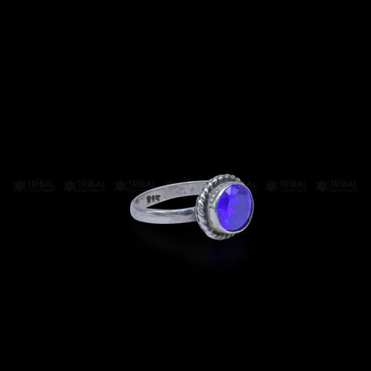 925 sterling silver ring with purple color stone, tribal-inspired jewelry by TRIBAL ORNAMENTS