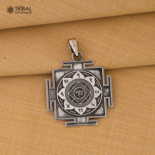 925 sterling silver Ram raksha yantra unisex pendant nsp1087 - TRIBAL ORNAMENTS