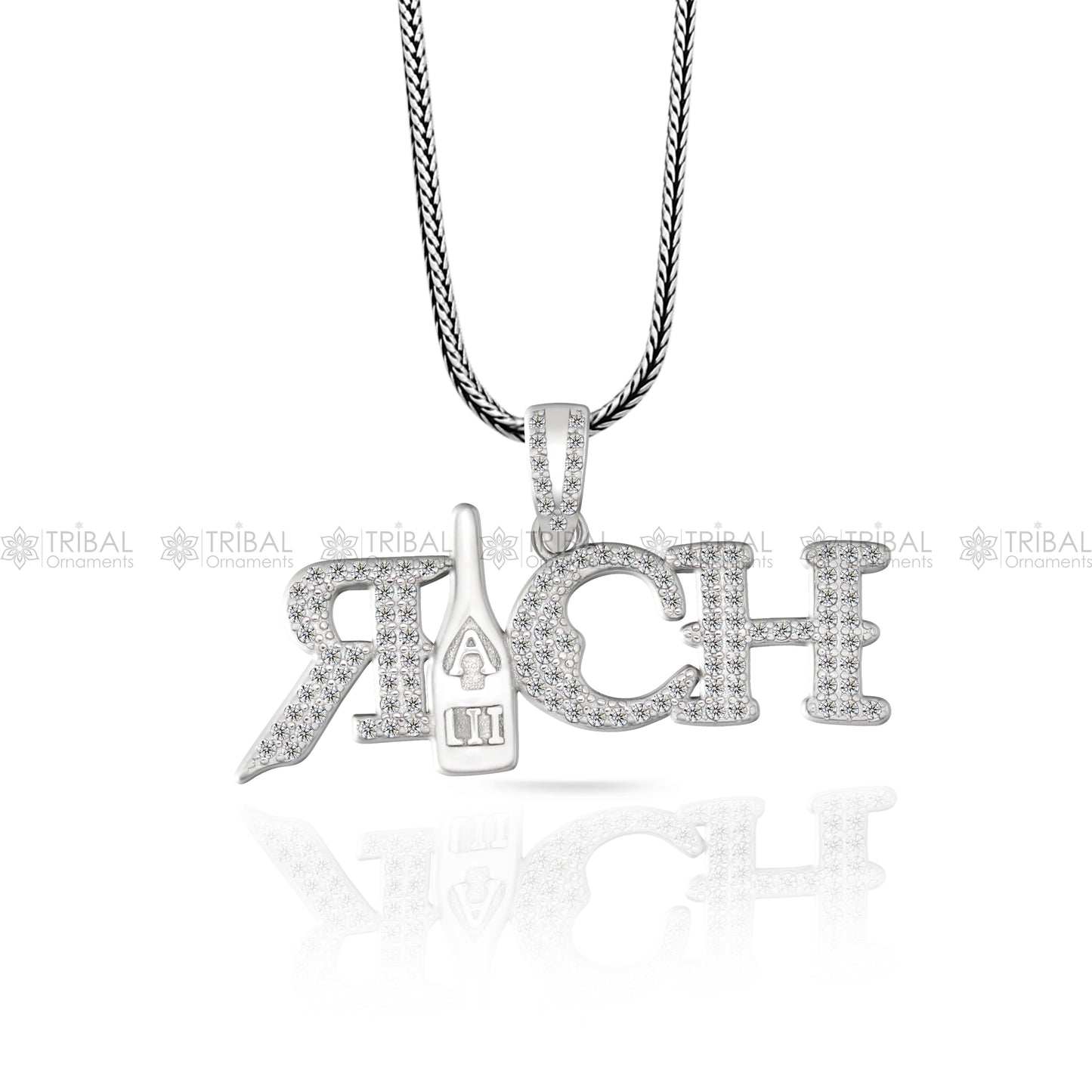 925 Sterling silver men's pendant with intricate tribal design, crafted by TRIBAL ORNAMENTS.