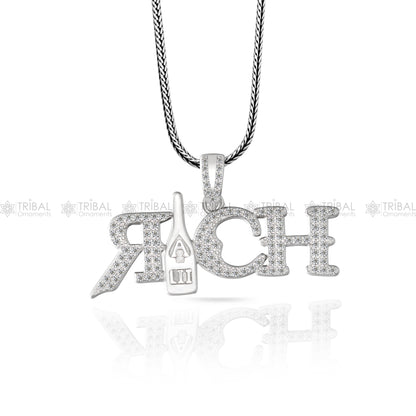 925 Sterling silver men's pendant with intricate tribal design, crafted by TRIBAL ORNAMENTS.