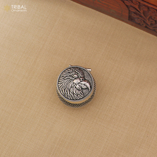 925 sterling silver round bird design oxidized trinket,casket, Sindoor box brides jewelry stb907 - TRIBAL ORNAMENTS